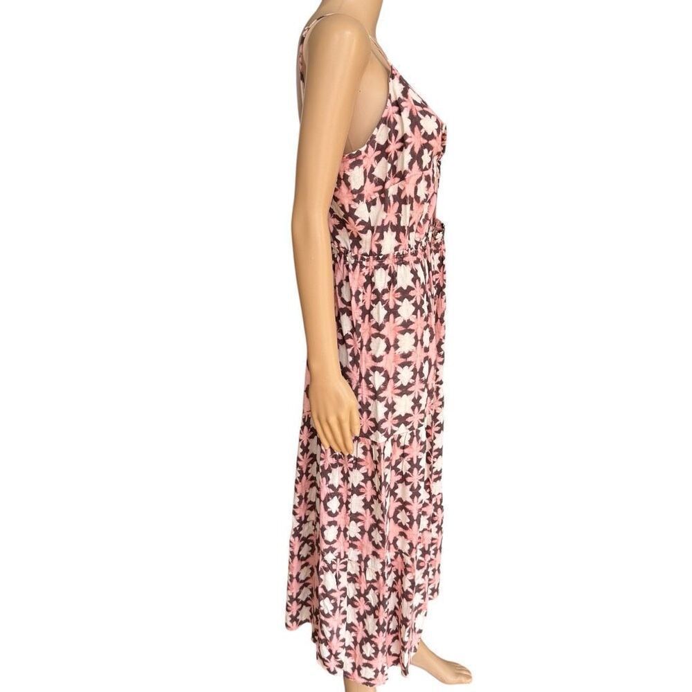 Loft Sunwashed Floral Twist Tiered Midi Dress brown/pink floral pattern 12 NWT - Picture 3 of 9